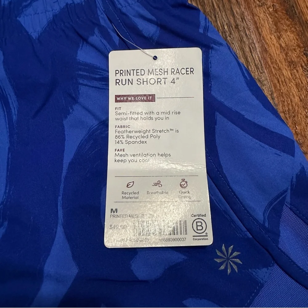 Athleta Mesh Racer Run Mid Rise Shorts - Picture 2 of 3